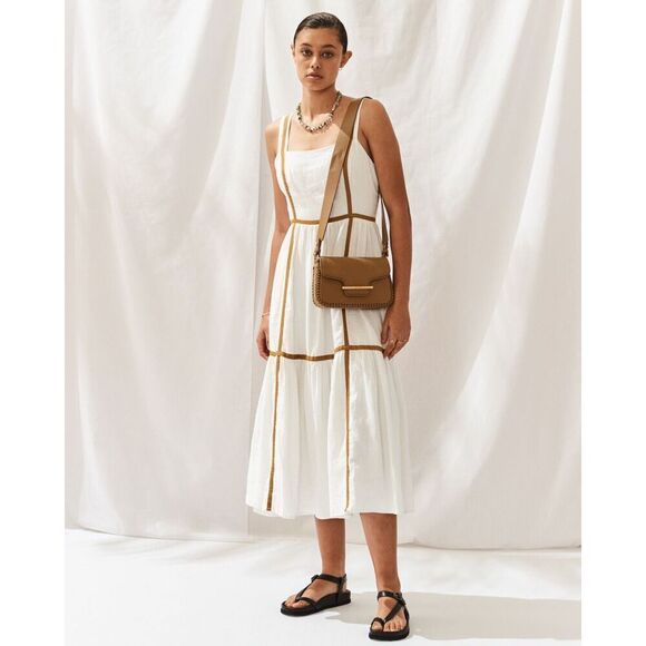 SANCIA Arcais Midi Dress Off-White Wheat 70's inspired singlet Dress size S NWT - Picture 1 of 5